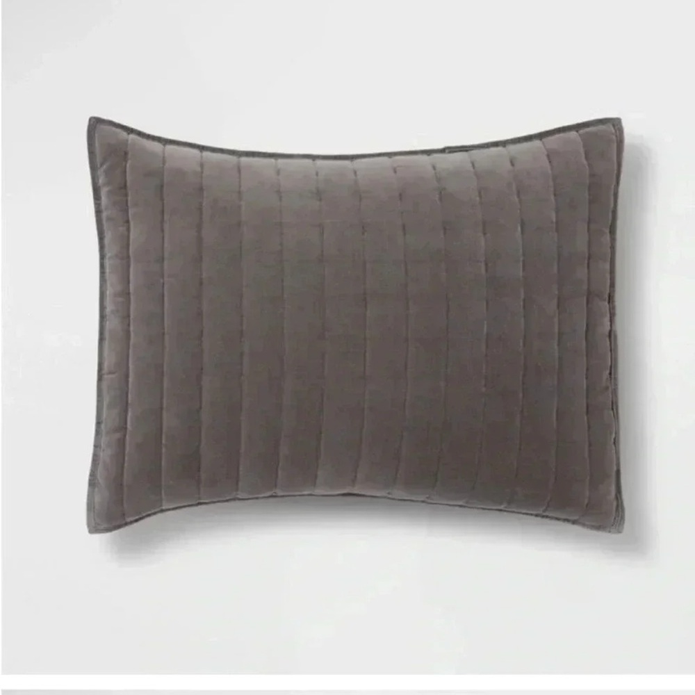 Standard Channel Stitch Velvet Quilt Sham gray - Threshold